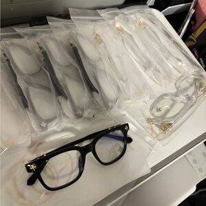 Chrome Hearts Black and Gold Rectangular Glasses